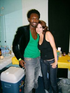 Dannii Minogue and Jermaine Browne back stage after a show in London.